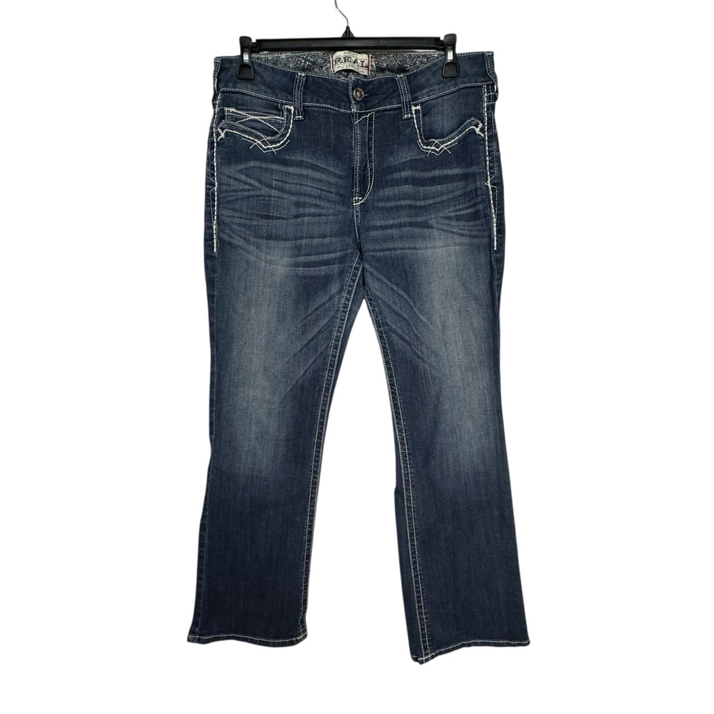 Ariat Real Denim Bootcut Jeans Dark Wash Contrast Stitch 33R 10017510 - Picture 10 of 13